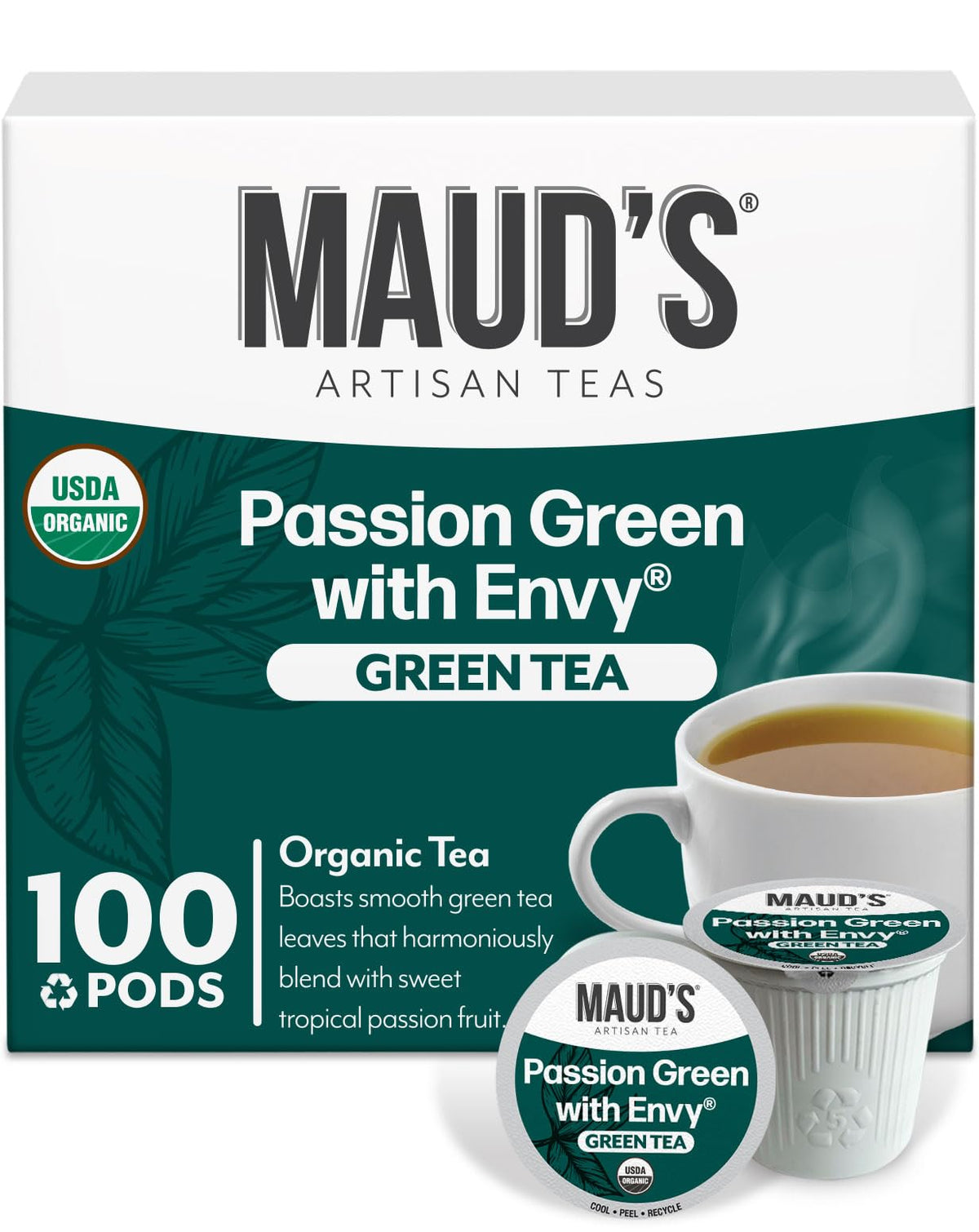 MAUD'S caja frontal de 100 cápsulas mostrando diseño y cantidad