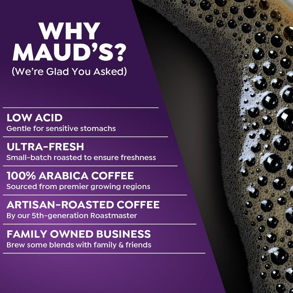 MAUD'S taza de espresso con crema uniforme, sabor completo sin amargor