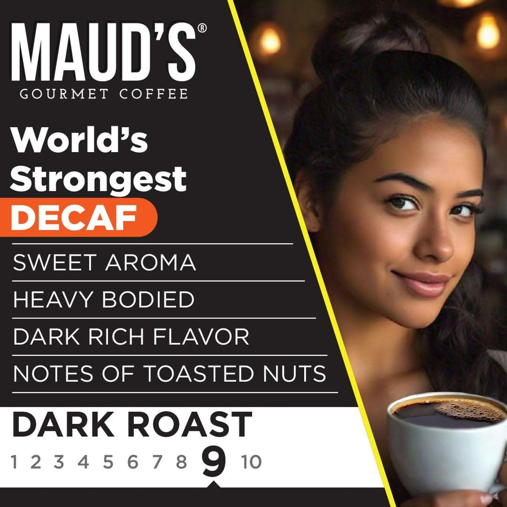 MAUD'S taza servida de café descafeinado tueste oscuro con espuma aromática
