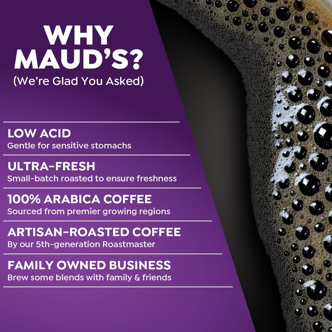 MAUD'S taza preparada vista superior mostrando crema y aroma atractivo