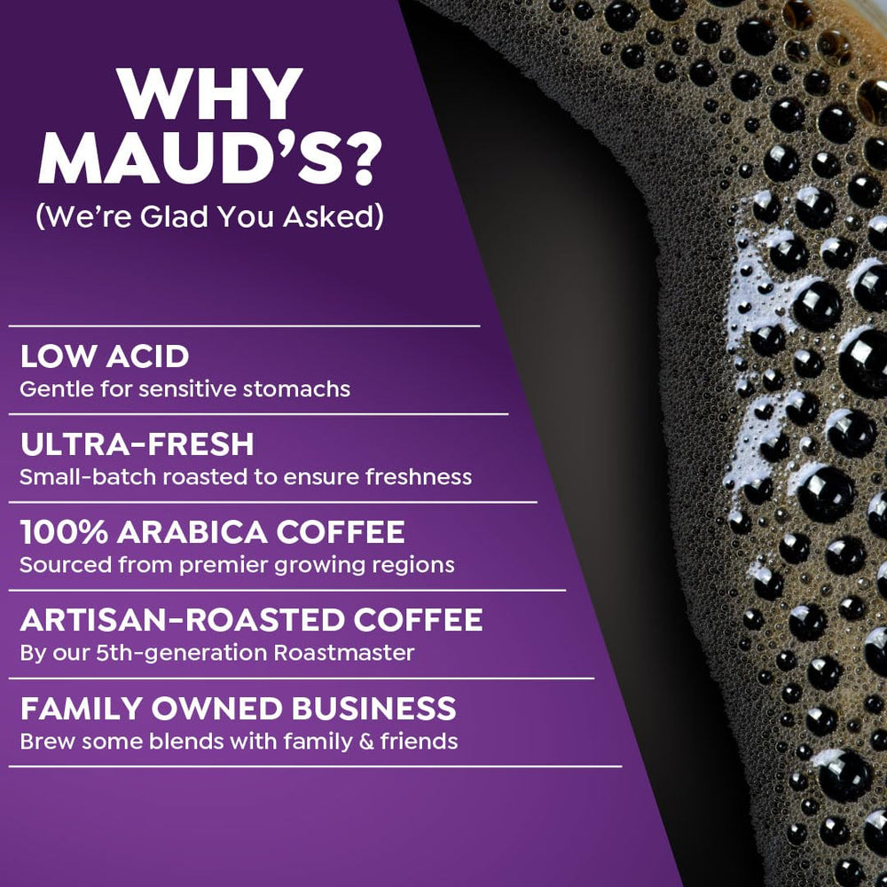 MAUD'S taza preparada vista superior mostrando crema y aroma atractivo