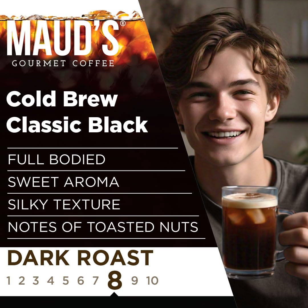 MAUD'S polvo de café molido en primer plano, calidad 100% Arábica visible