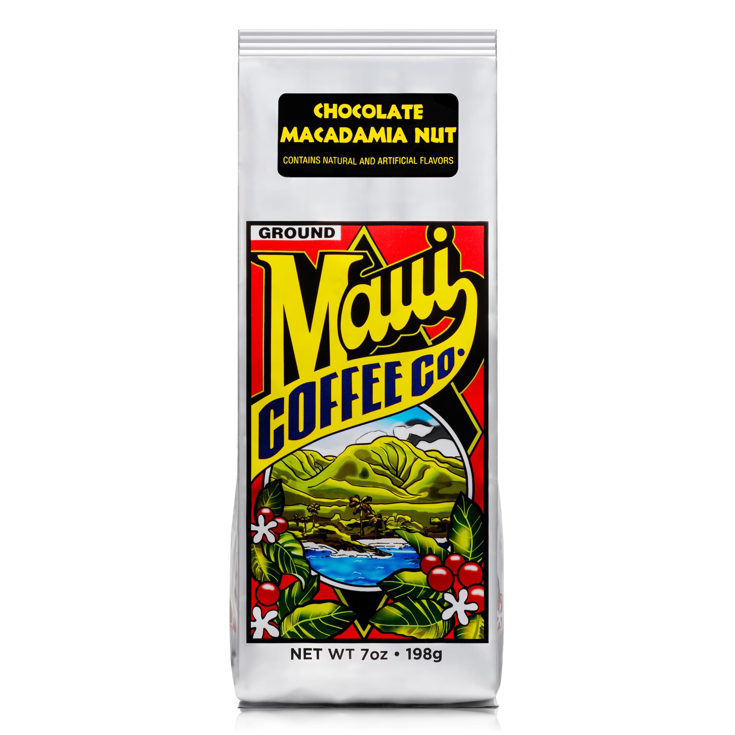 Maui Coffee Co frente del paquete preserva frescura y diseño atractivo