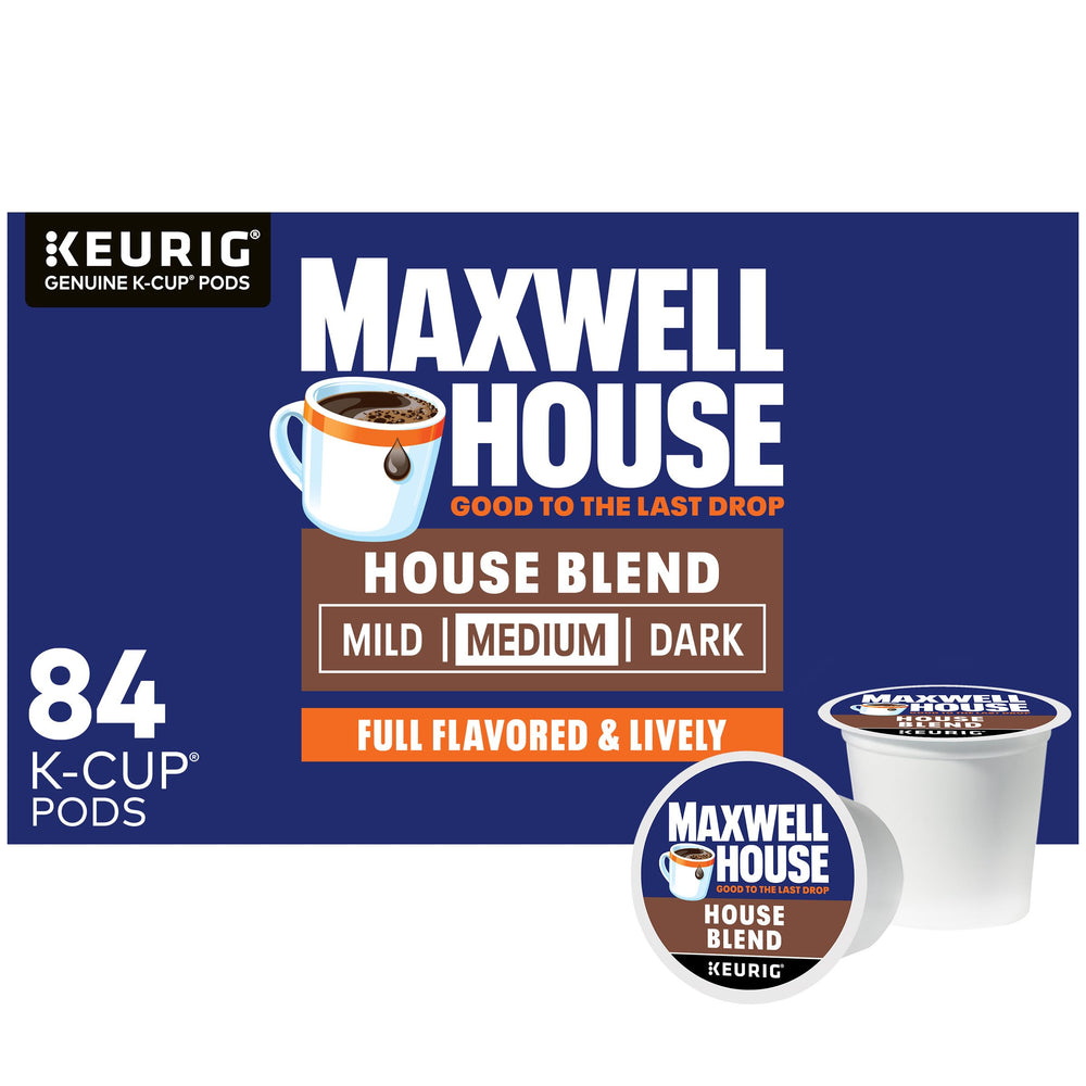 Maxwell House caja frontal que muestra 84 cápsulas y conveniencia