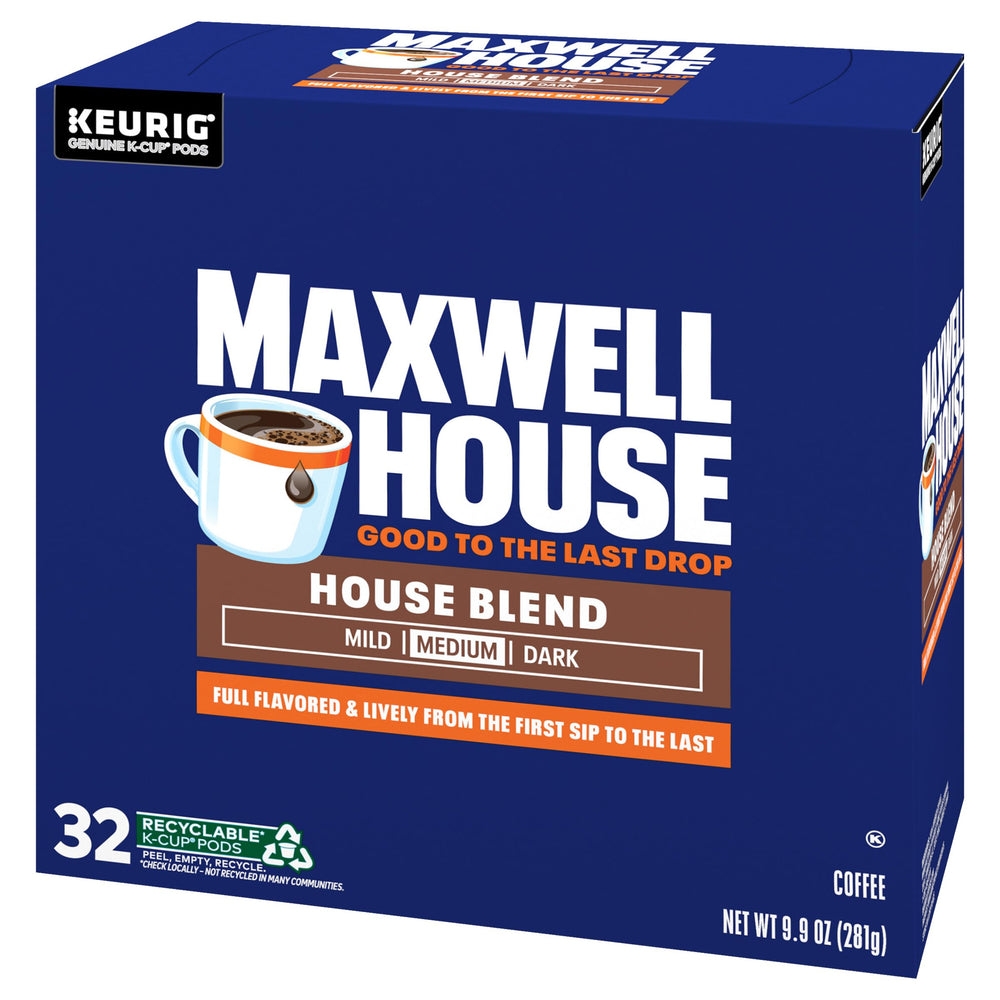 MAXWELL HOUSE cápsula colocada en máquina Keurig lista para preparar café