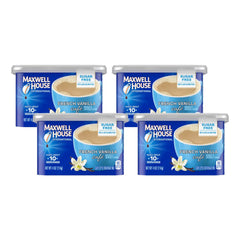 Maxwell House frente del envase mostrando la lata resellable y conveniencia