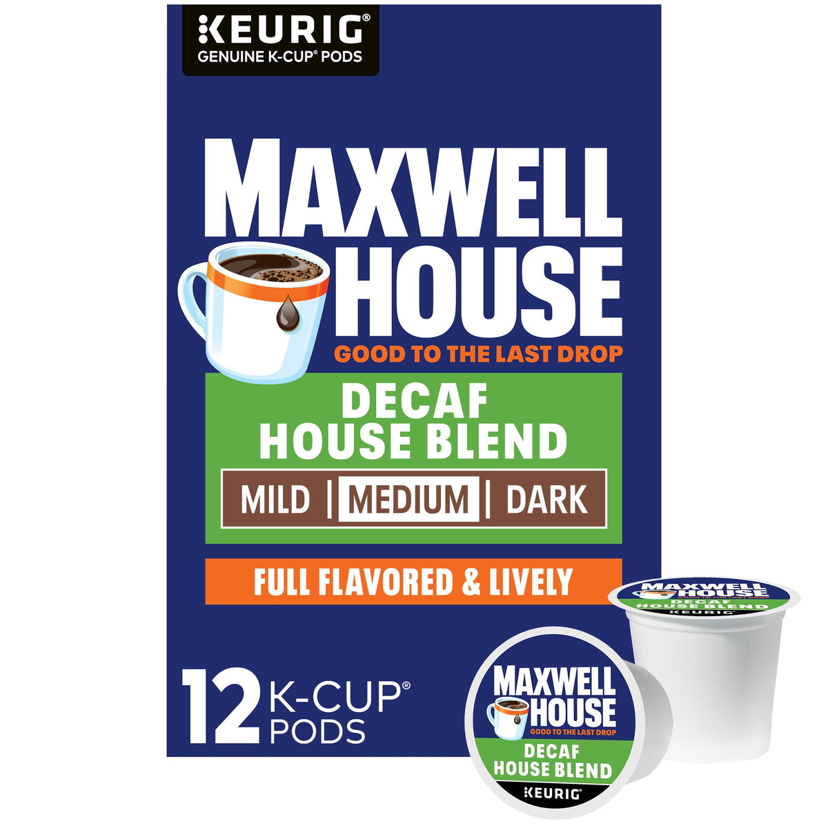 MAXWELL HOUSE vista frontal de la caja K-Cups, conveniencia inmediata