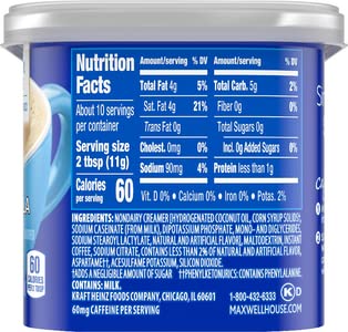 Maxwell House lata abierta con cuchara, dosificación simple y práctica