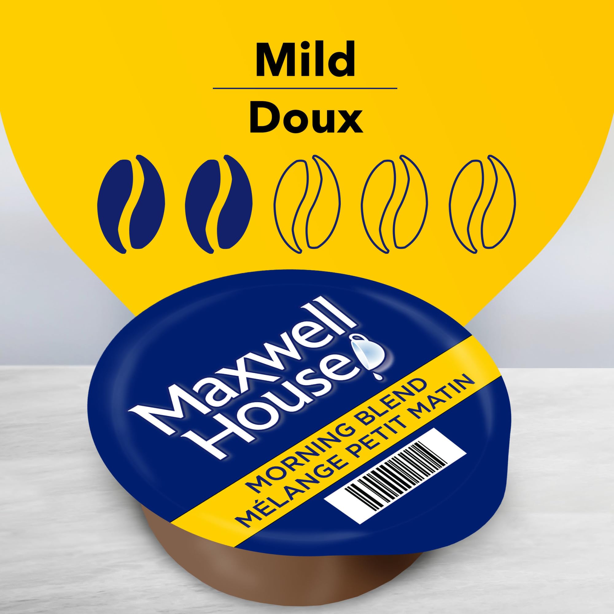 MAXWELL HOUSE primer plano de un T-Disc que muestra el diseño compatible con Tassimo