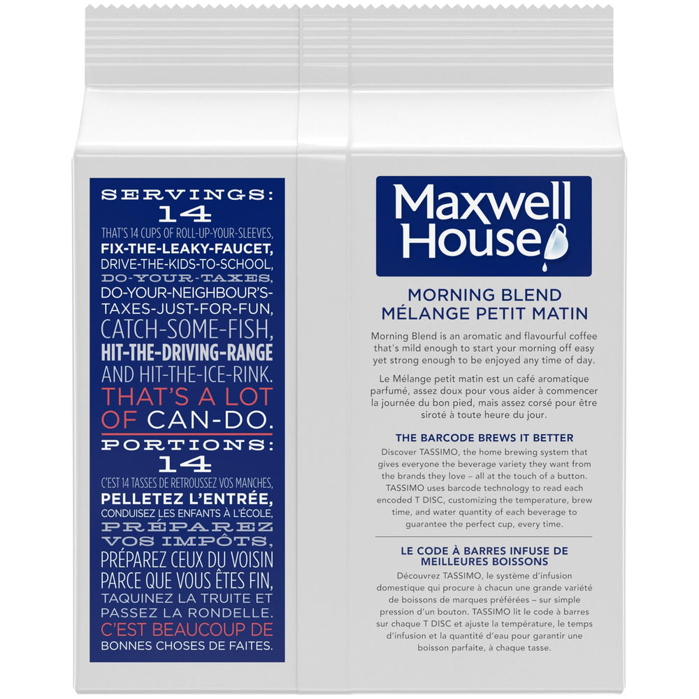MAXWELL HOUSE T-Disc fuera del empaque demostrando la presentación individual y fácil uso