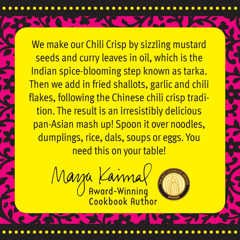 Maya Kaimal chili crisp servido sobre fideos para sabor intenso