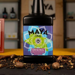 Maya Tea etiqueta con receta heritage y sello orgánico, confianza en ingredientes
