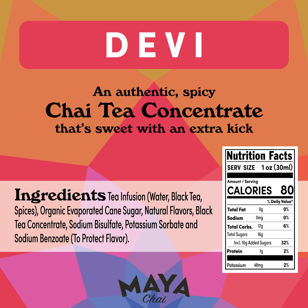 Maya Tea etiqueta con lista de ingredientes orgánicos y sin aditivos