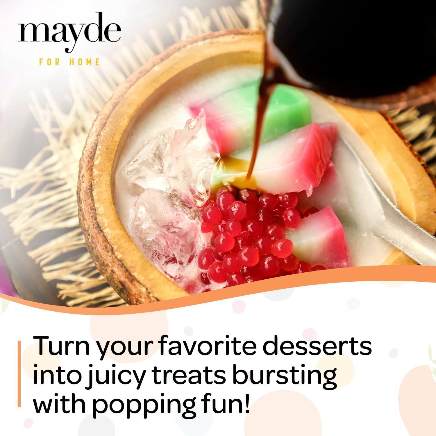 Mayde perlas popping boba comparación de escala ideal para porciones