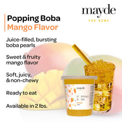 Mayde perlas popping boba textura cercana muestra membrana jugosa