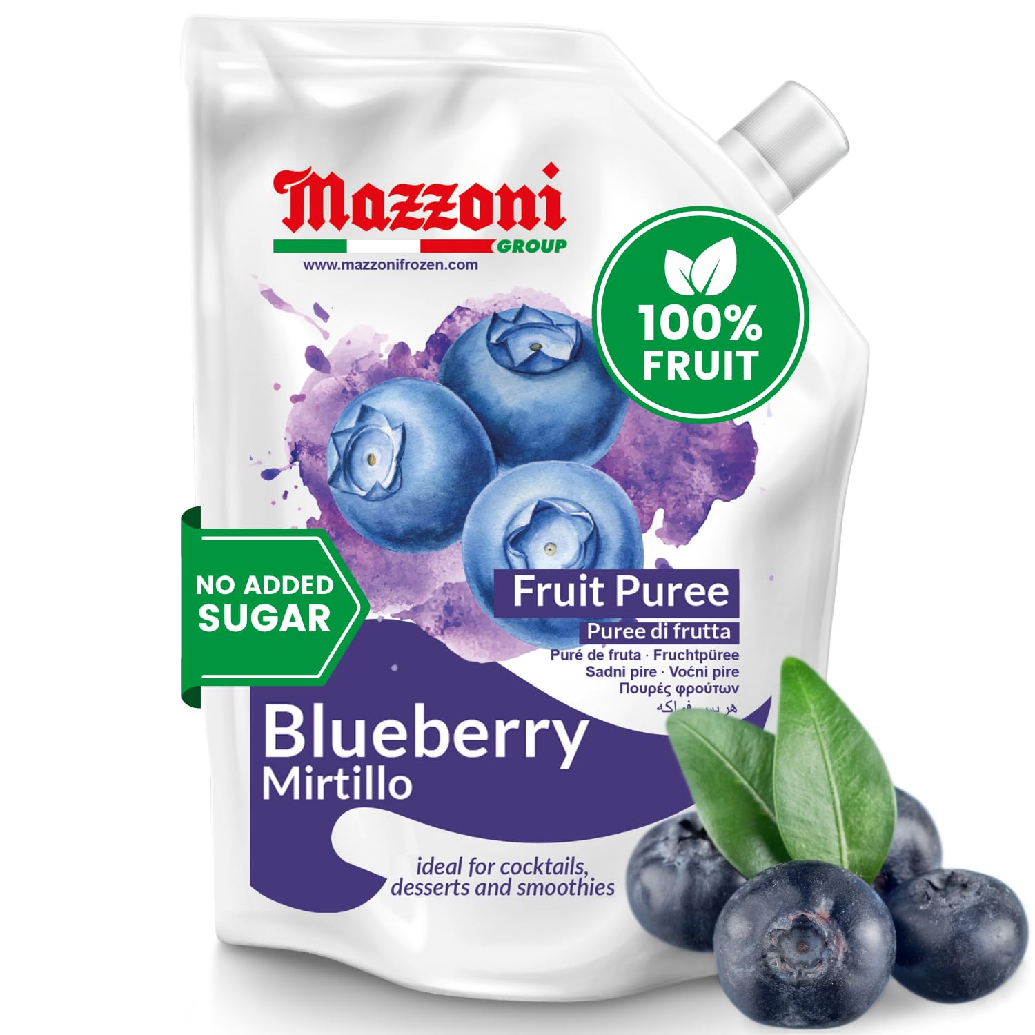Mazzoni frasco y empaque frontal mostrando 2.2 lb, fácil almacenamiento