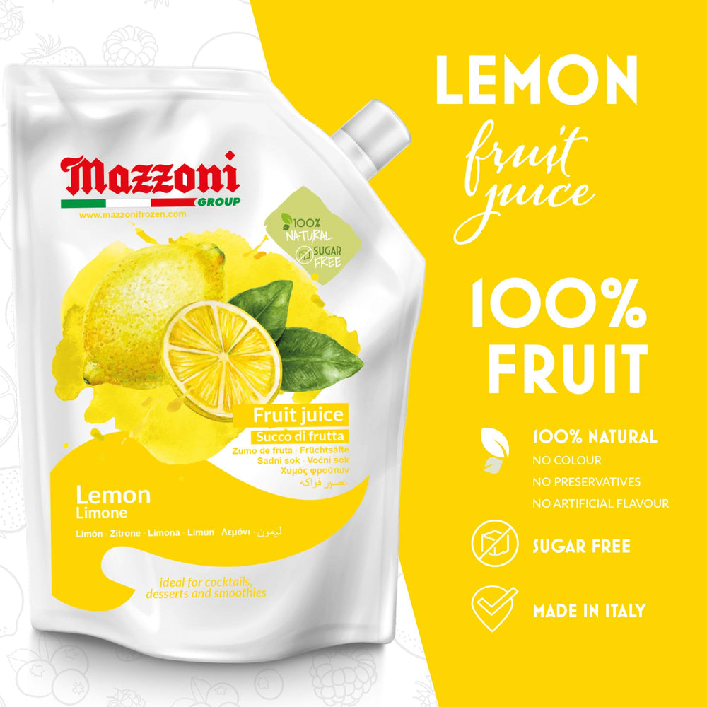 Primer plano de textura del jugo Mazzoni que ilustra frescura y acidez real