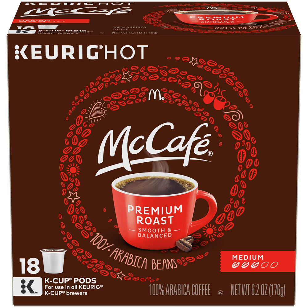 McCafe caja frontal mostrando 18 cápsulas y frescura garantizada