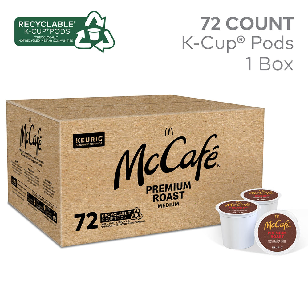 McCafé cápsula K-Cup en primer plano demostrando compatibilidad Keurig