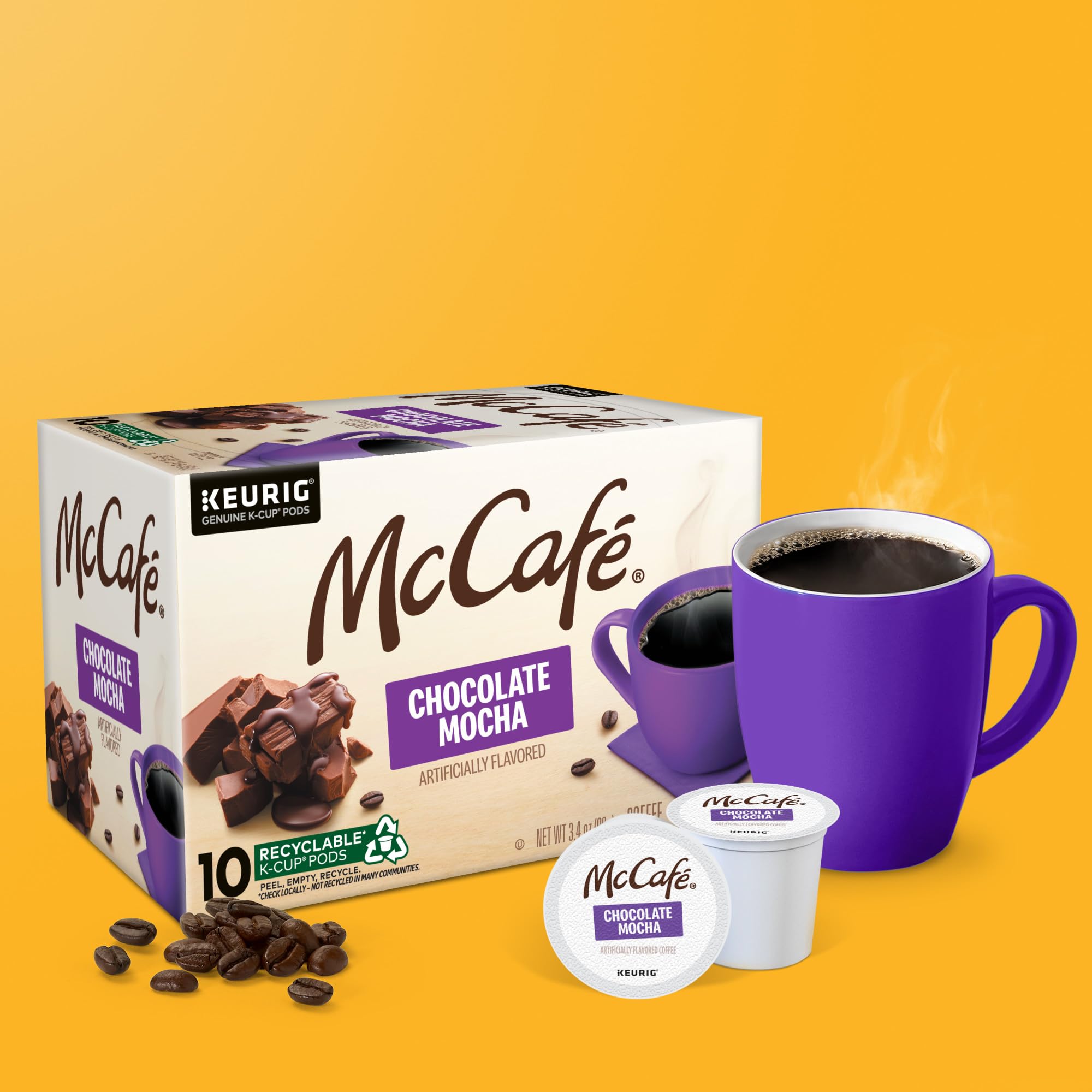McCafé cápsula colocada en cafetera Keurig demostrando uso simple