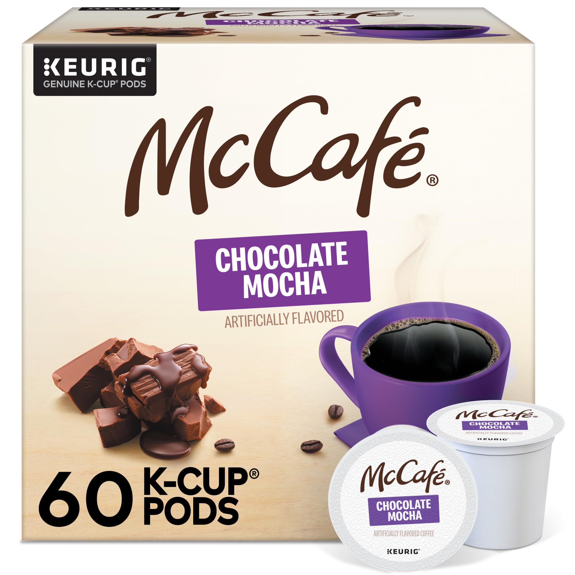 McCafé paquete frontal mostrando 60 cápsulas y beneficio de conveniencia