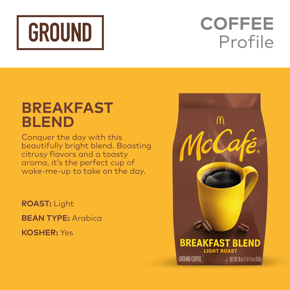 McCafé paquete junto a taza para comparar tamaño y cantidad de 30 oz