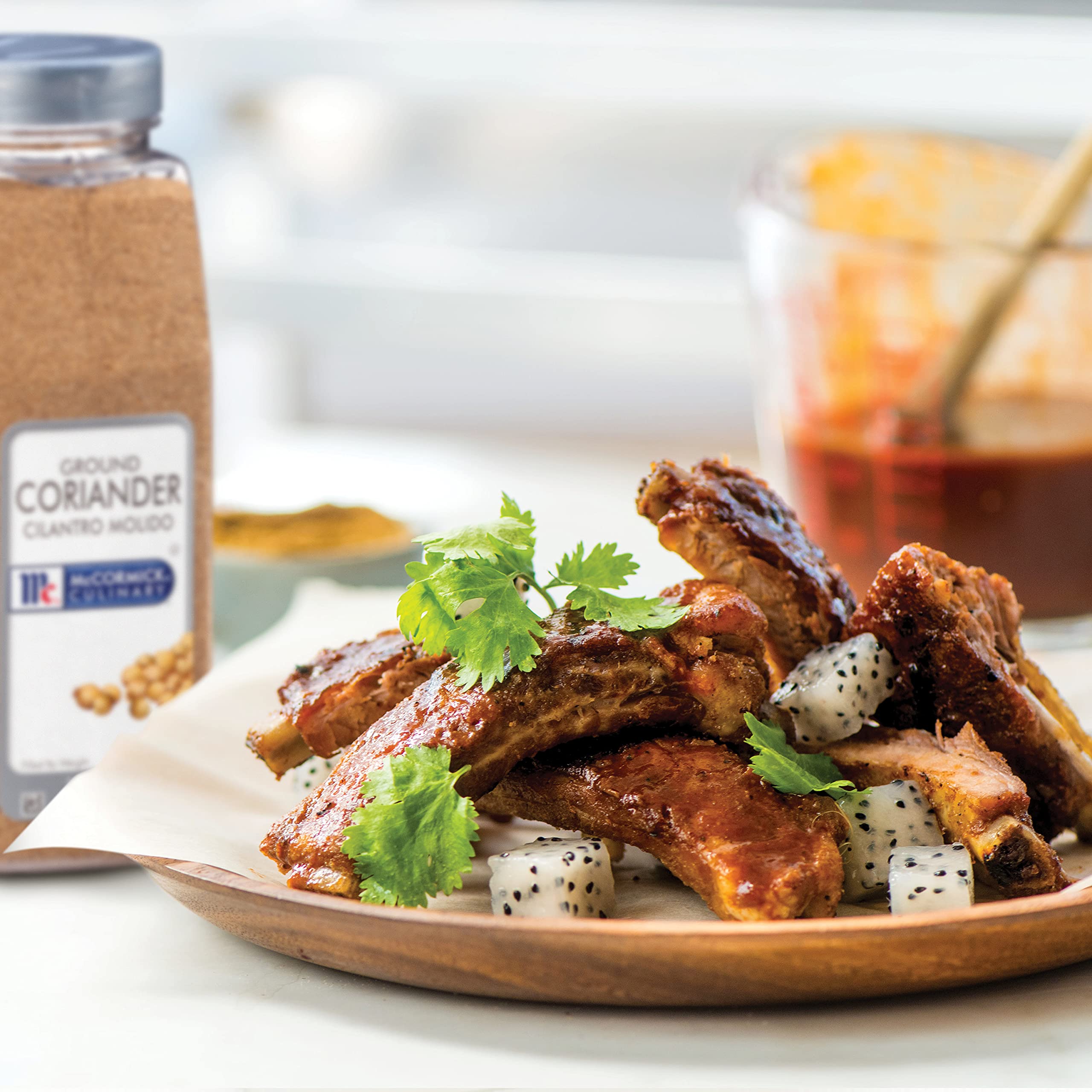 McCormick Culinary etiqueta del envase de coriandro, información clara y confianza