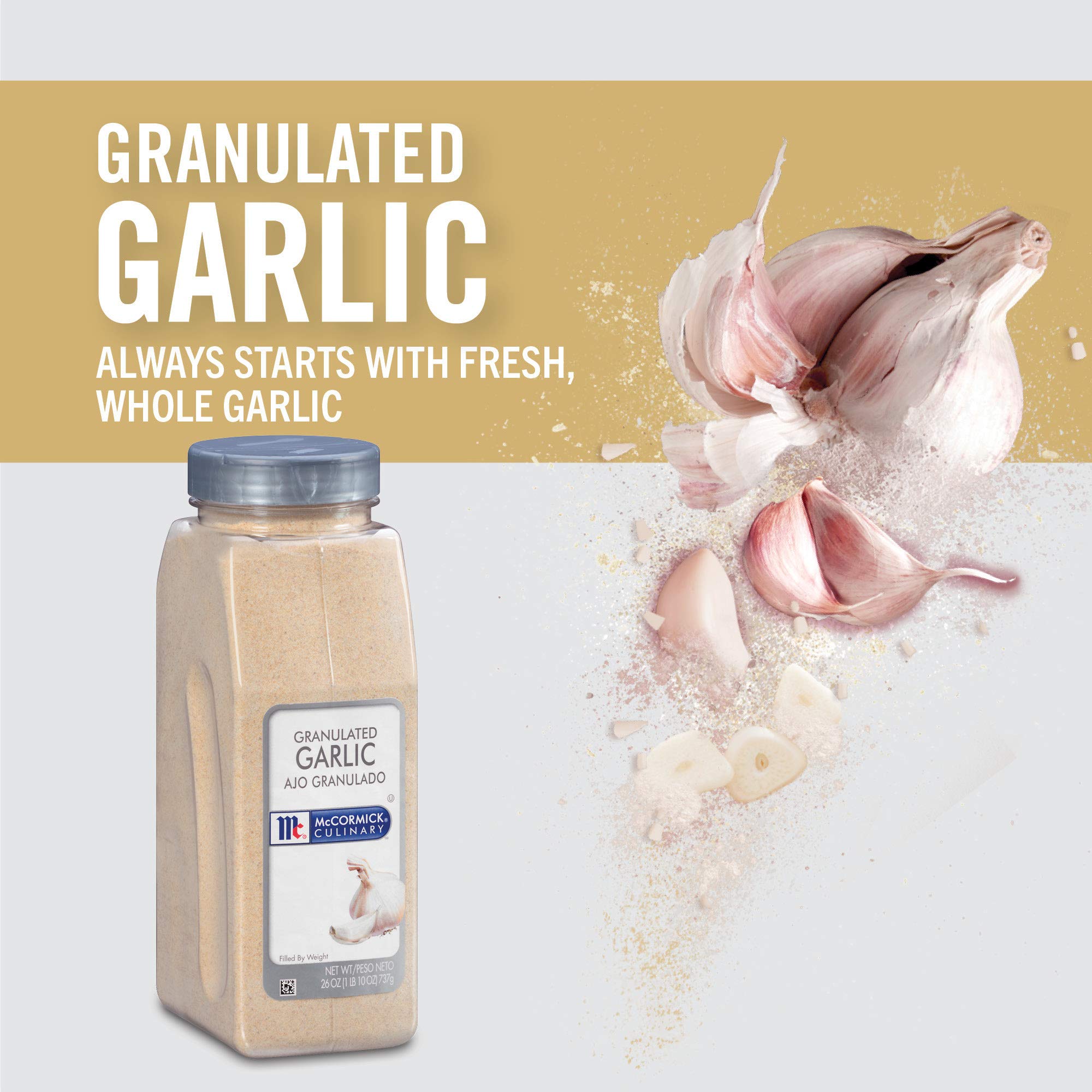 McCormick Culinary ajo granulado espolvoreado en pan de ajo mejorando aroma