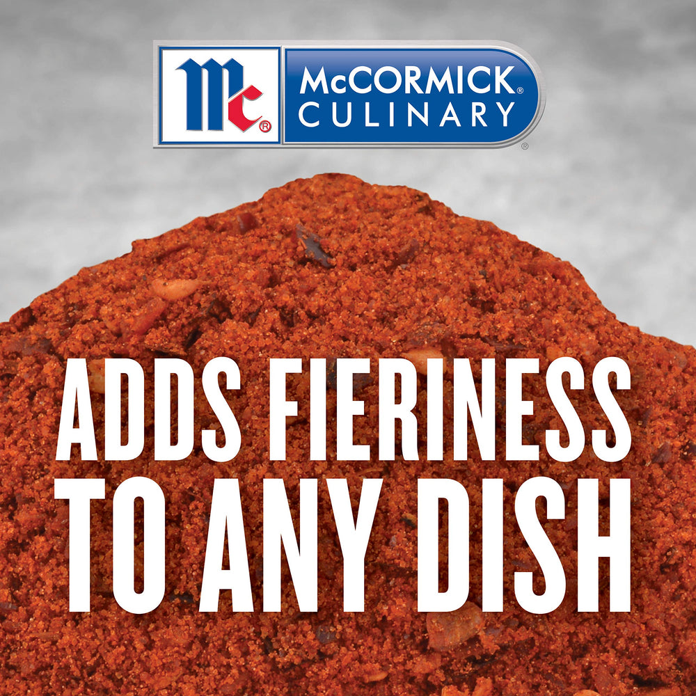 McCormick Culinary frasco abierto vertiendo condimento para control de porciones