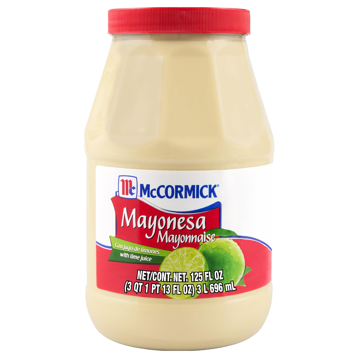 McCormick mayonesa con jugo de lima frasco frontal mostrando etiqueta y ventaja de sabor