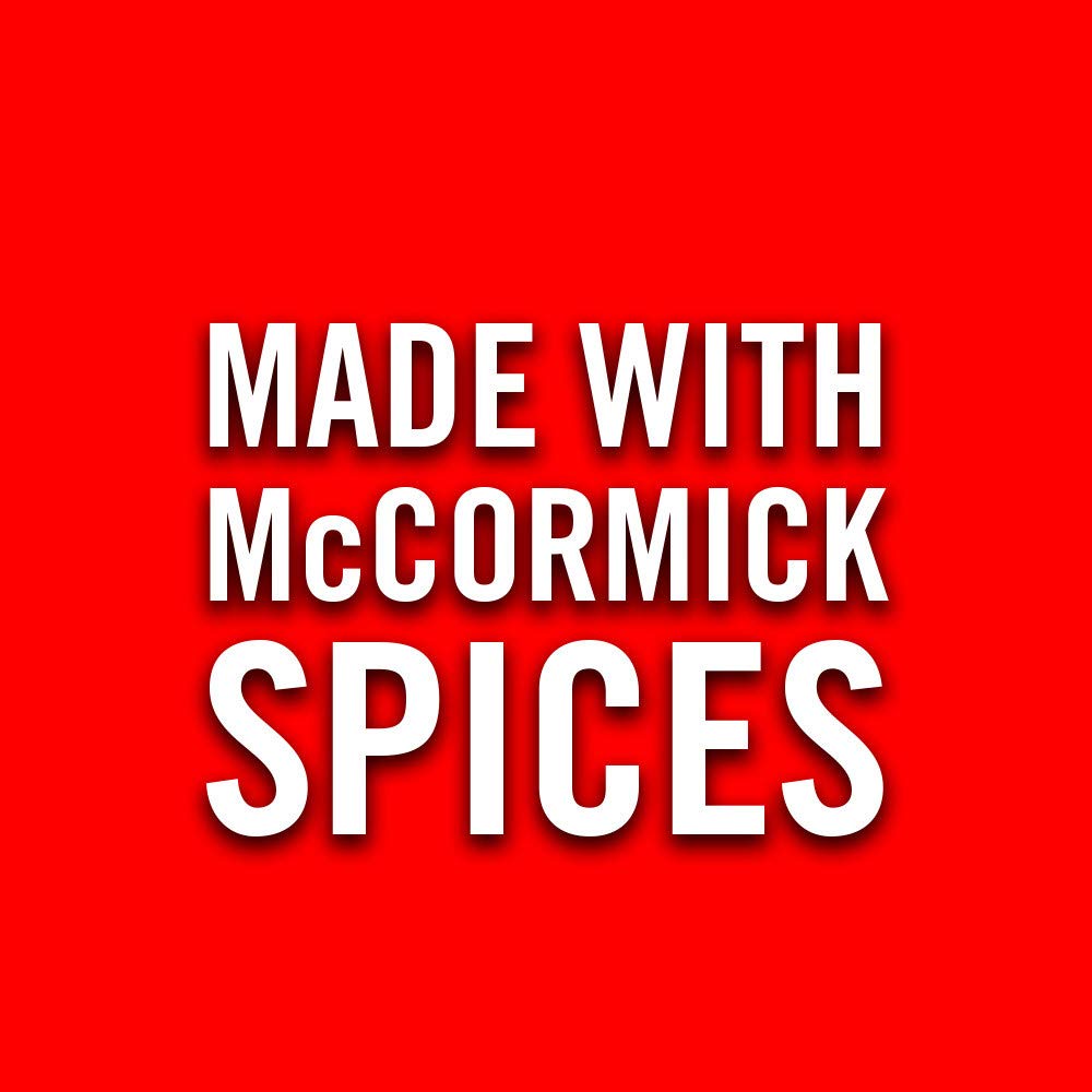 McCormick etiqueta de ingredientes destacando hierbas seleccionadas y sin MSG