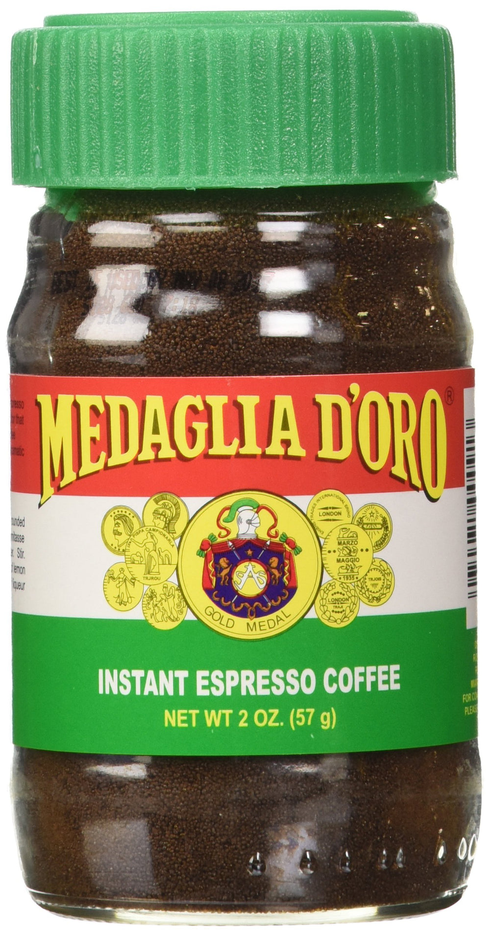 Medaglia d'Oro frascos pack frontal mostrando facilidad de almacenamiento y conveniencia