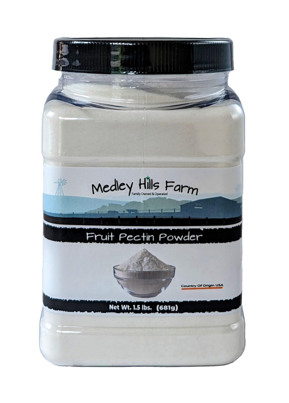 Medley Hills Farm envase frontal mostrando 1.5 lb y etiqueta clara, conveniencia