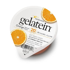 Medtrition Gelatein Orange empaque frontal mostrando 12 unidades y beneficio de 20 g proteína
