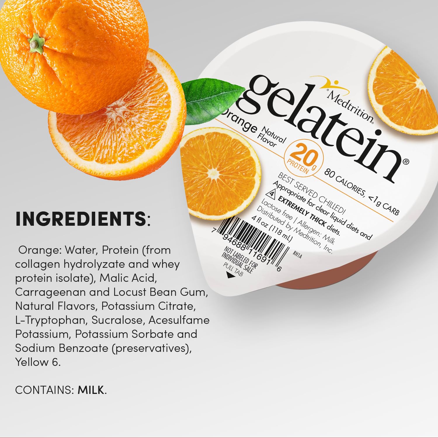 Medtrition Gelatein servido en vaso refrigerado listo para consumir y sin azúcar