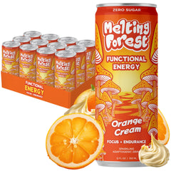 Melting Forest frente de lata Orange Cream mostrando diseño y sabor cítrico