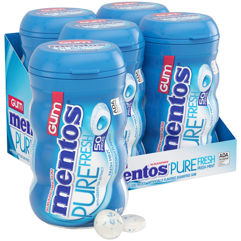 Mentos botella frontal Fresh Mint mostrando diseño curvo y acceso fácil