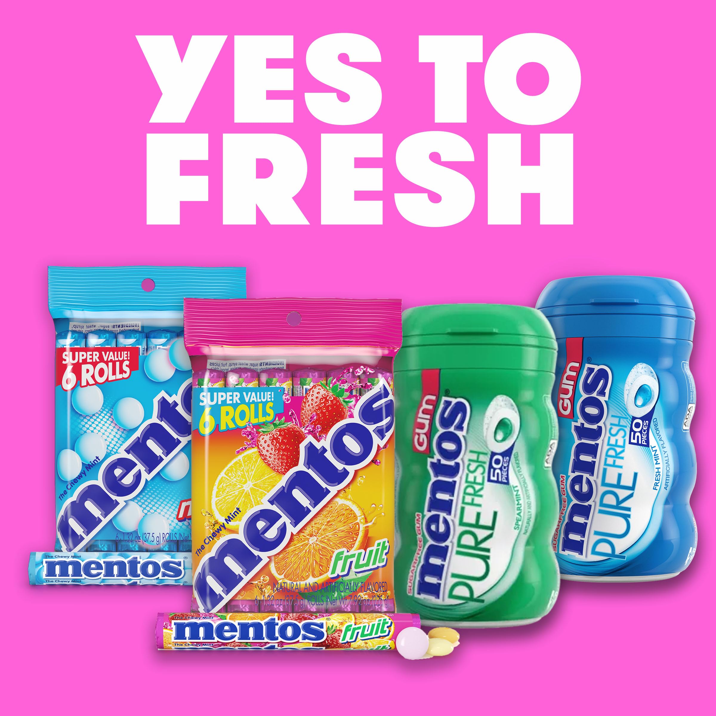 Mentos comparación de tamaño junto a una moneda para escala