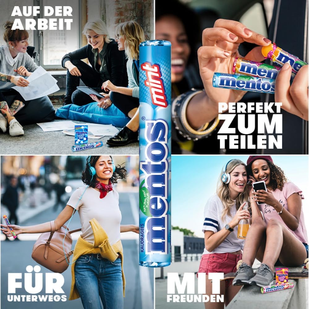 Manos tomando un Mentos del tubo, Mentos aporta frescura rápida