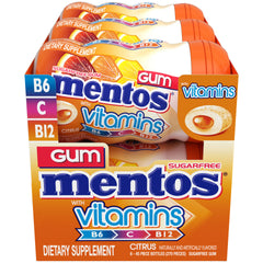 Corte de una pieza de Mentos mostrando centro blando y sabor