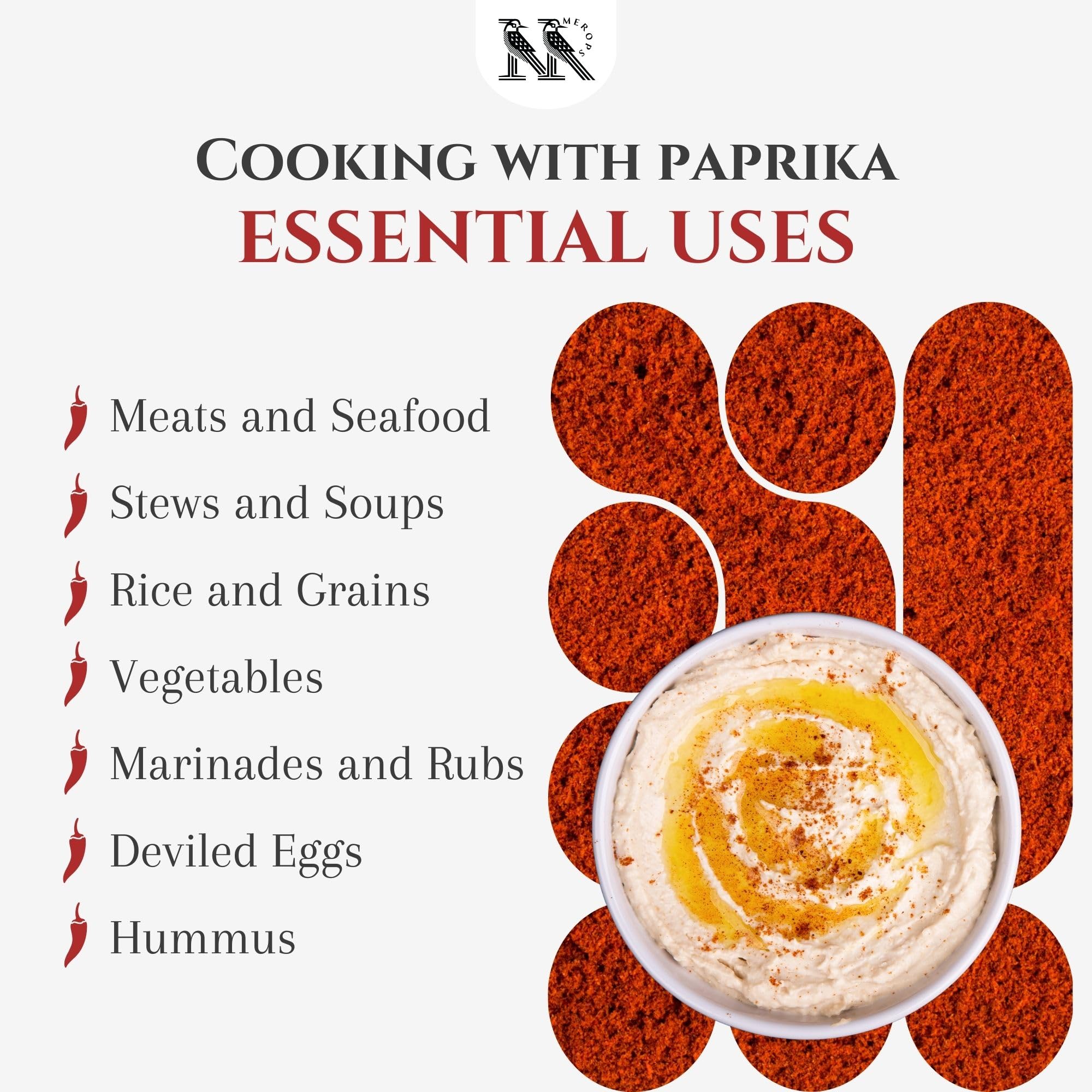 MEROPS comparación de tamaño del envase 16 oz para evaluar cantidad en cocina