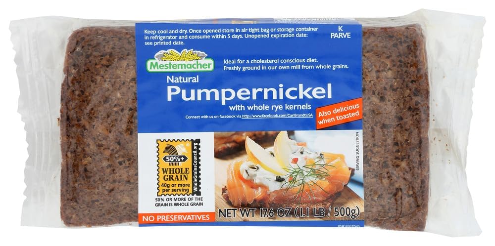 Mestemacher pumpernickel en despensa demostrando larga vida útil