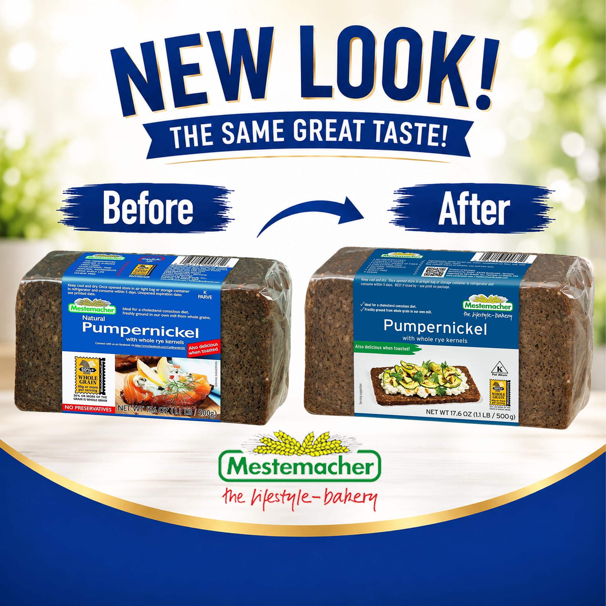 Mestemacher pumpernickel rebanadas detalle ideal para servir rápido