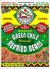 Mexicali Rose pouch frontal mostrando frijoles chile verde listos y convenientes
