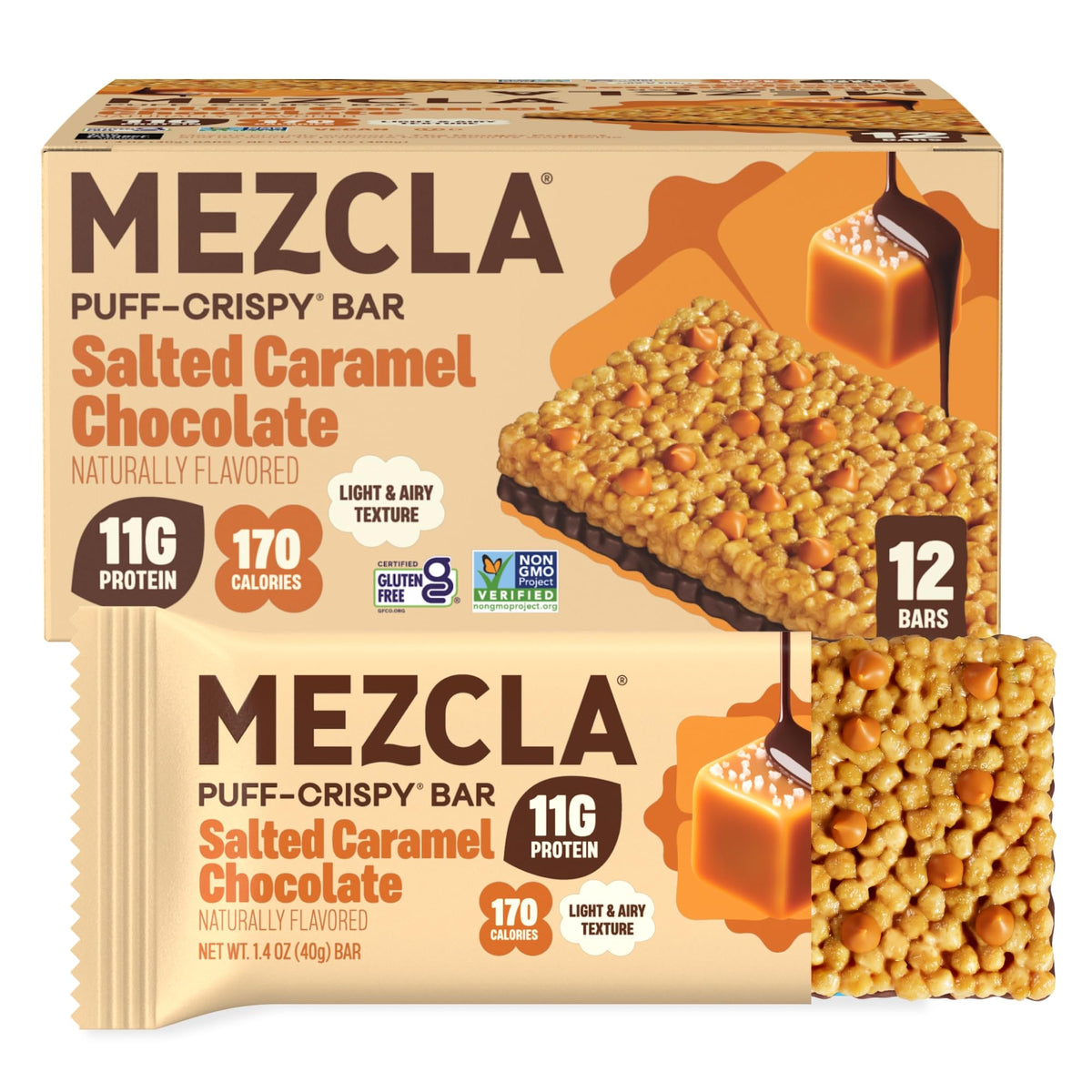 Mezcla empaque frontal mostrando sabor y beneficios visibles