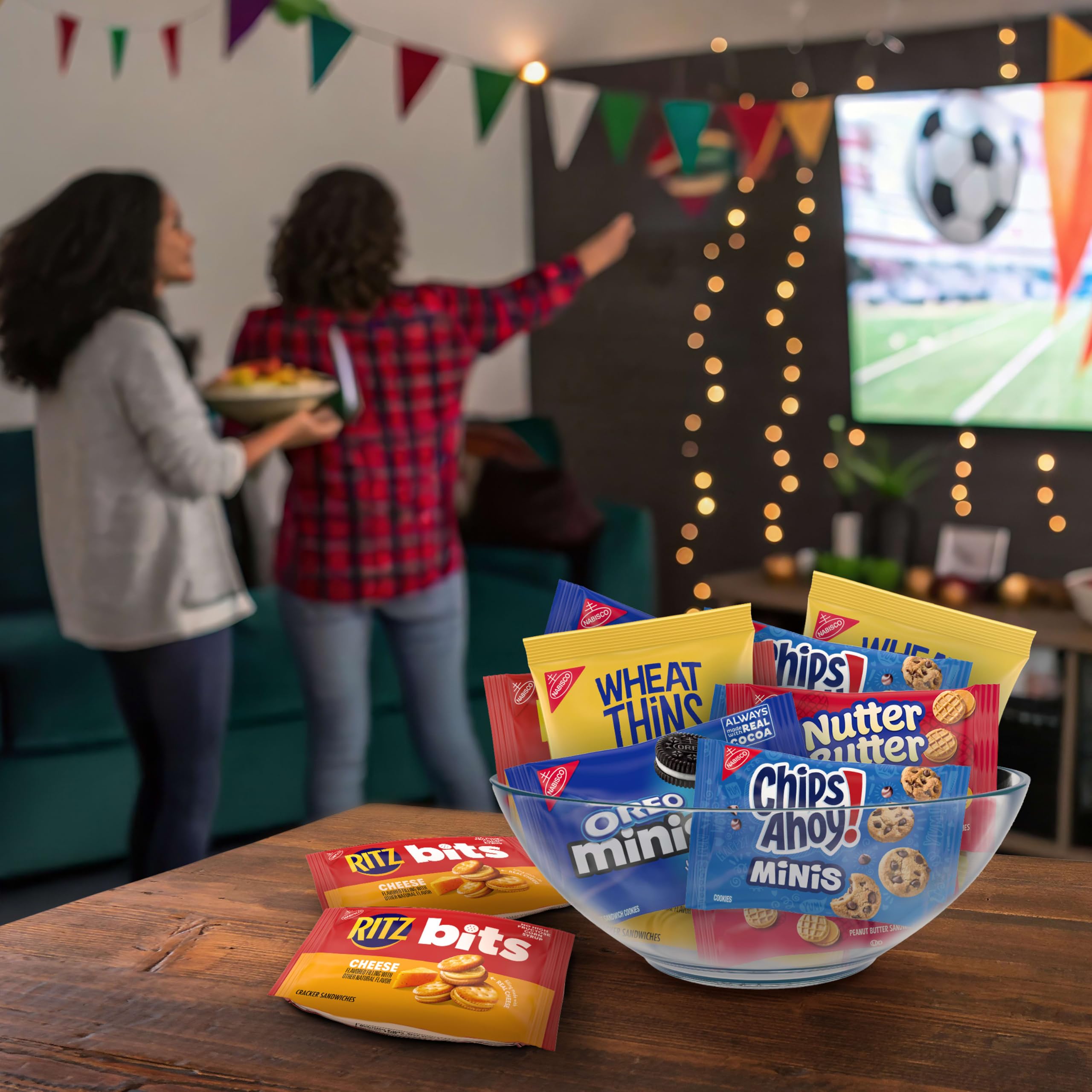 Variedad de 50 paquetes Nabisco desplegados para eventos y logística fácil