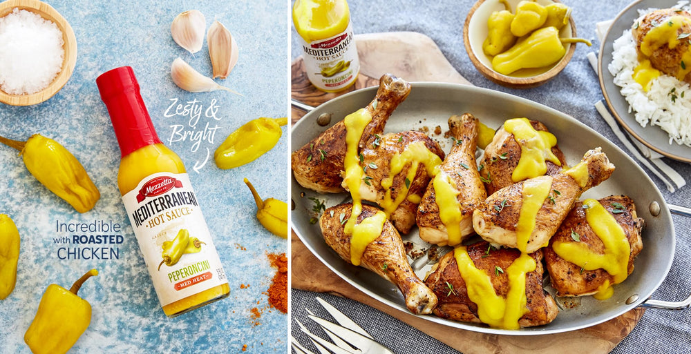 Mezzetta salsa vertida sobre pizza aportando sabor y brillo