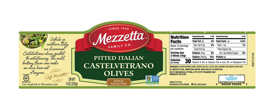 Mezzetta frasco junto a una mano para comparar tamaño y porción práctica