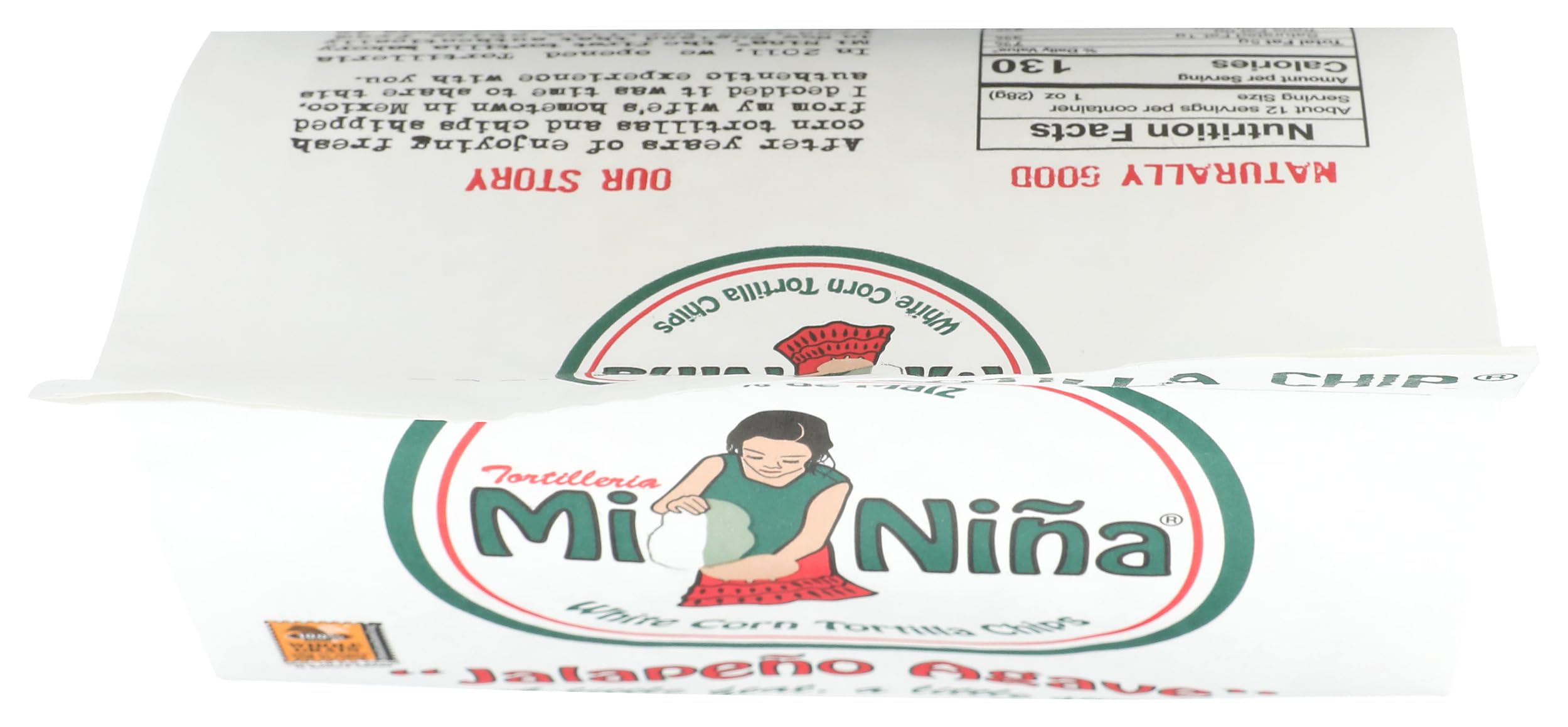 Mi Nina ingredientes: maíz, jalapeño y agave sugeriendo sabor balanceado