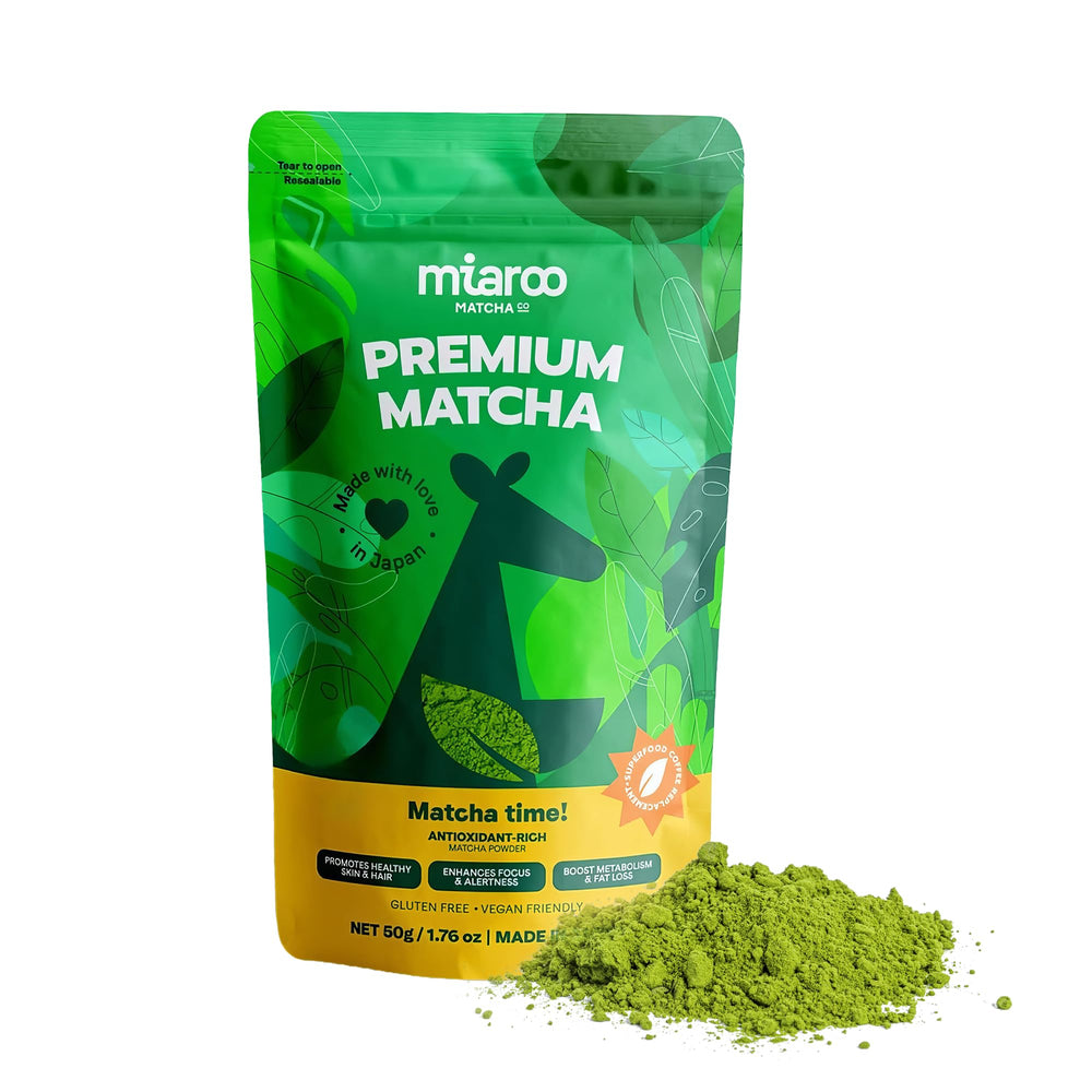 Miaroo paquete frontal mostrando 50g y bolsa resellable, conserva frescura